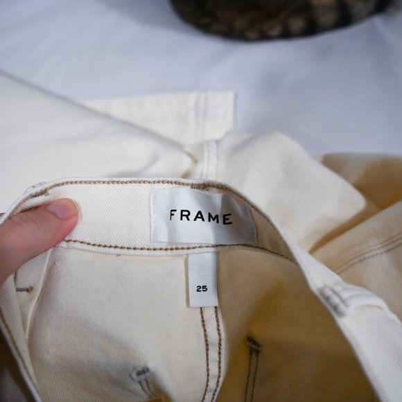 FRAME Denim Cropped Flare Pants in Off White Size 25 - Picture 7 of 9